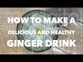 Healthy ginger drink with ice cubes