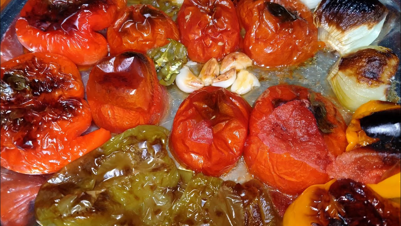 شوربه الفلفل الالوان والطماطم والبصل المشوي تحففففه