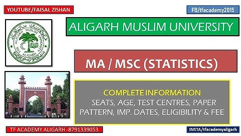 AMU MA/MSC (statistics) admission - all details II amu admission 2021 II amu entrance 2021