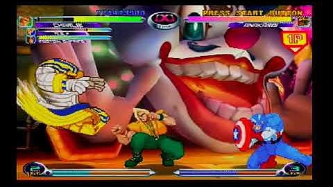 Marvel vs Capcom 2 Guile Charlie Captain America Playthrough