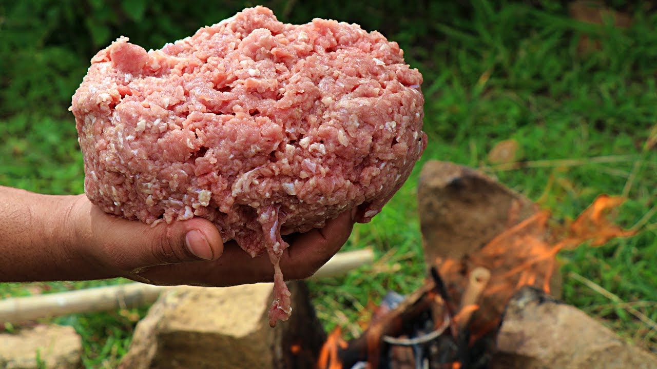 GOAT MEAT IN JUNGLE || CUTLET WITH MY ROTTWEILER || GOAT MEAT RECIPES