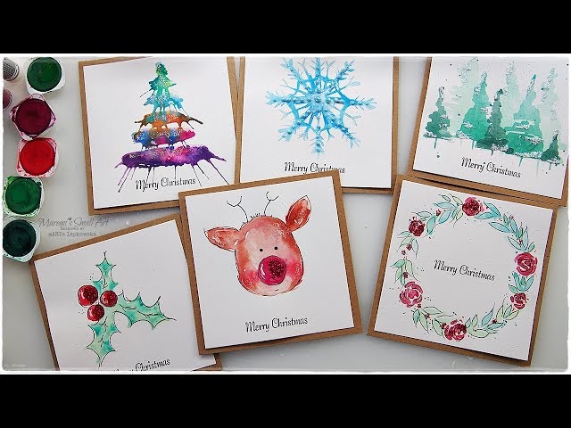 6 NEW Watercolor Christmas Card Ideas for Beginners ♡ Maremis Small Art ♡