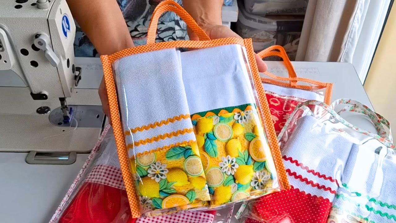 Faça uma Embalagem Encantadora e Econômica para Seu Kit de Panos de Prato!🌸