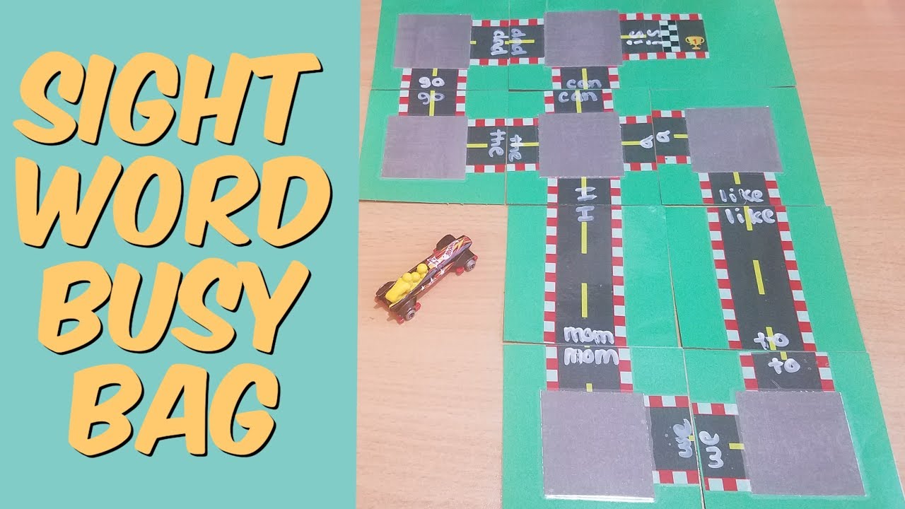 Sight Word Road Busy Bag Tutorial toddler activities at home
