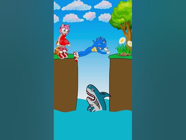 Outline Video Sonic Vs Amy - Shark 🐬 #cartoon #shorts #animation