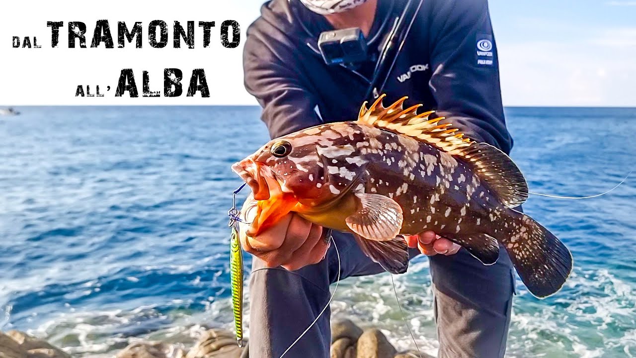 Notte SOLITARIA in scogliera per pescare ALBA e TRAMONTO a Spinning