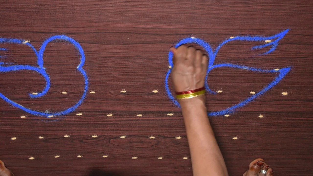 Birds in boat rangoli | easy birds kolam with dots | birds muggulu ...