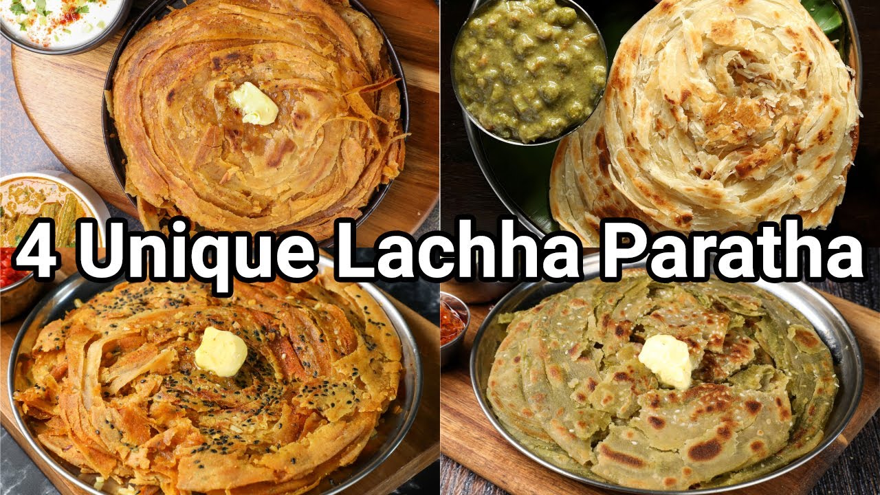 4 Unique Ways of Masaledhar Lachha Paratha Recipe | Crispy & Flaky Layered Paratha Recipes | Hebbar | Hebbars Kitchen