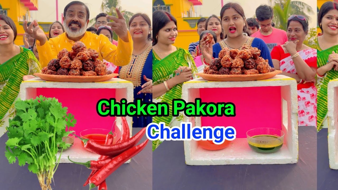 ধনে পাতার চাটনি OR ঝাল লংকার গুঁড়ো জল Funny Chicken Pokora Challenge