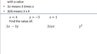 Substituting Values / Evaluating Expressions