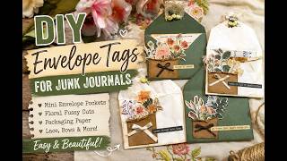 DIY Envelope Tags for Junk Journals | Small Envelopes, Floral Fussy Cuts & Packaging Paper