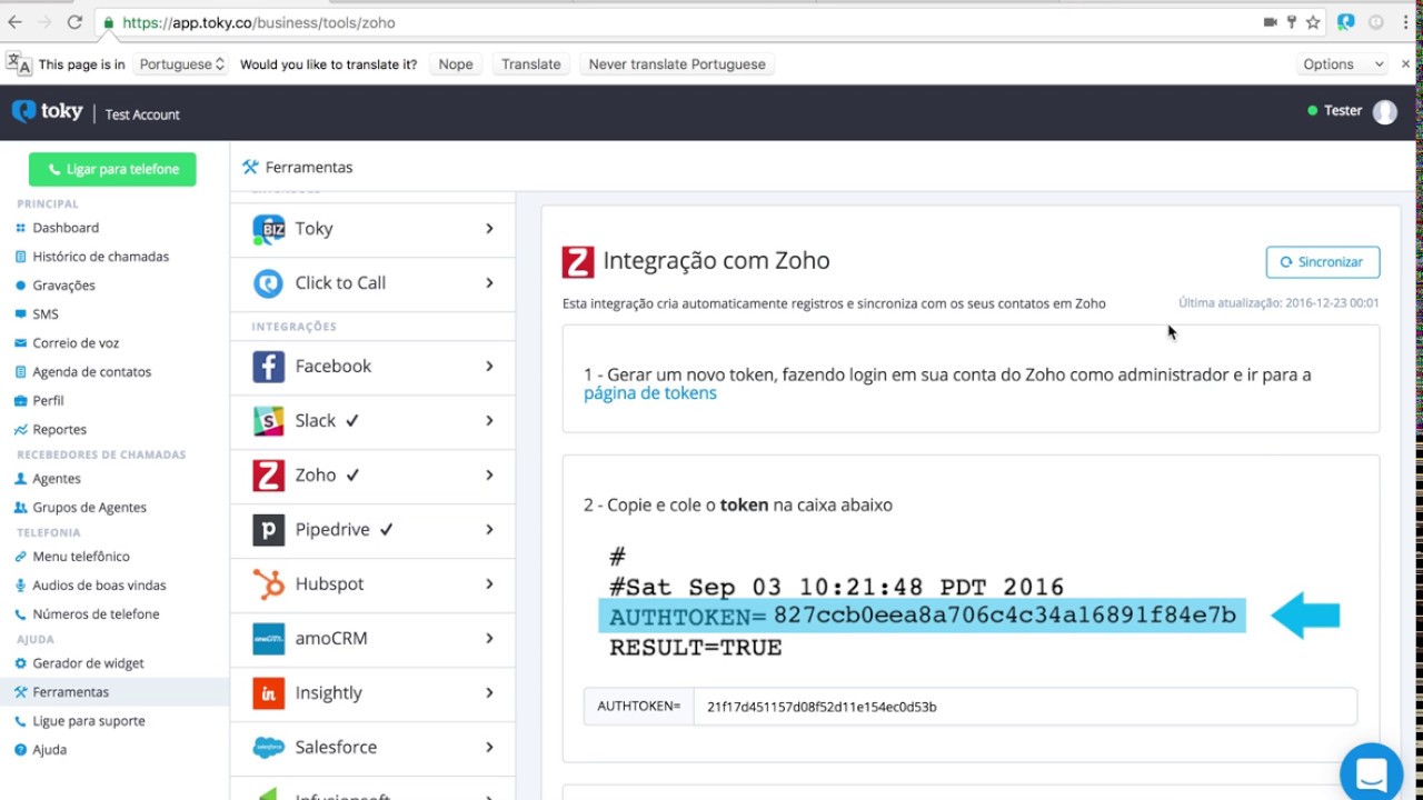 Integrar Zoho CRM com Toky [Português] telephone number for verizon
