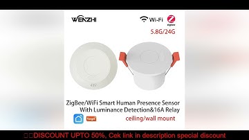 ZigBee/Wifi 5.8/24G MmWave Radar Human Presence Motion Sensor With 16A Relay Luminance Detection 110