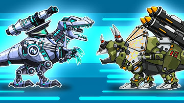 DINO ROBOT 01: T-REX, TYRANNOSAURUS vs TRICERATORS | DINO KING 211103