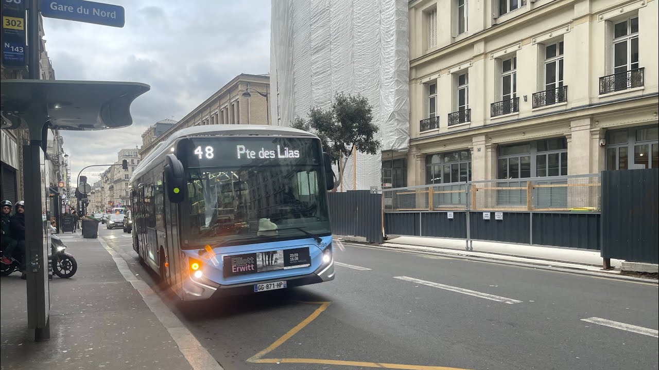Trajet de Gare du Nord à Porte des Lilas sur le bus 48 - YouTube