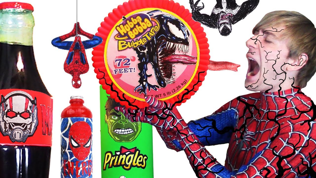 ⁣Do NOT Eat VENOM Hubba Bubba 😫 DIY Superhero Food & Drinks Spiderman, Hulk, Antman - Giant Food