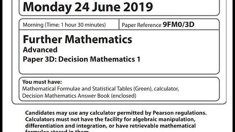 Decision 1 2019 Pearson Edexcel A level further maths