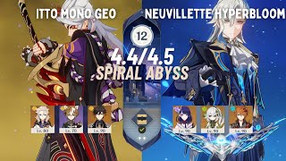 | 4.4 Spiral Abyss | Itto Mono Geo & Neuvillette Hyperbloom - Genshin Impact