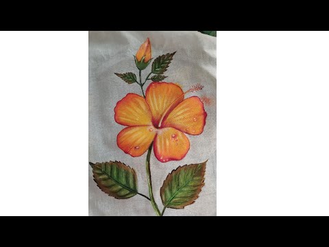 Painting/Easy Leaves painting/Fabric painting on cloth.