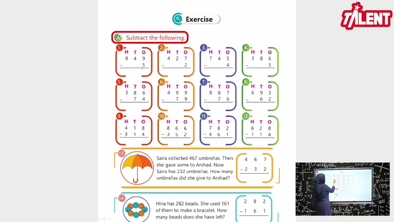 Talent Mathematics 2|Unit 2|Lec 5|Subtraction without borrowing