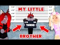 My Little Brother Got ARRESTED For SCAMMING In Adopt Me! (Roblox)