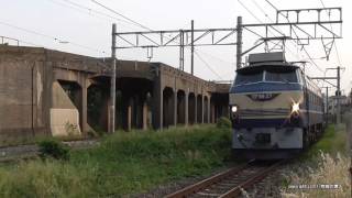 JR貨物　夕方に走行するEF66 27号機が牽引する86ﾚ貨物列車（H29.5.11)