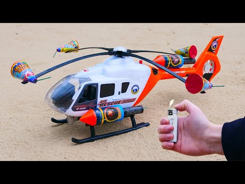 Experiment: Toy Helicopter vs Fireworks !