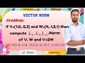 Vector L1, L2, L∞ Norms 🔥 V=(1,0,-2,3), W=(4,-1,2,1) &amp; V+2W | VTU Engineering Maths | SK Academy