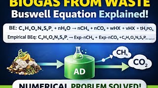 Buswell Equation | Solving Solid Waste Numerical for Anaerobic Digestion & Biogas production