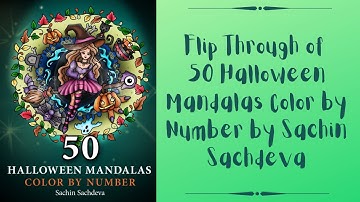 FlipThrough of 50 Halloween Mandalas Color by Number by Sachin Sachdeva