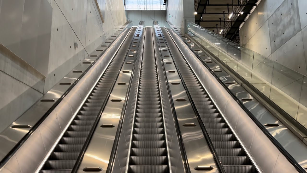 Helsinki Vantaa Airport - 4x KONE escalator ride at Main Railway Station new entrance to terminal