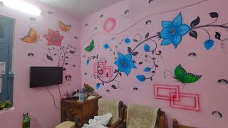 Wall painting of Room walls,#painting #3dpainting #latestvideo#walldesigns Wall painting of Room walls,#painting #3dpainting #latestvideo#walldesigns