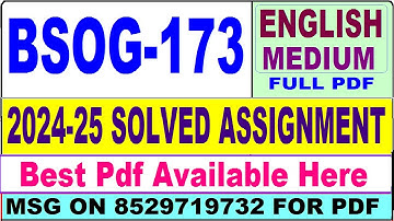 BSOG 173 solved assignment 2024-25 || bsog 173 solved assignment 2025 in Hindi || ignou bsog173 2025