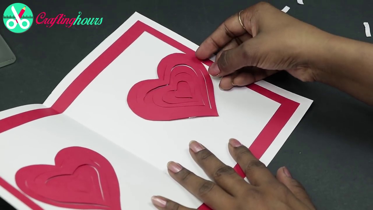 DIY Valentine Day Card Valentine Pop Up Heart Card Step By Step - YouTube