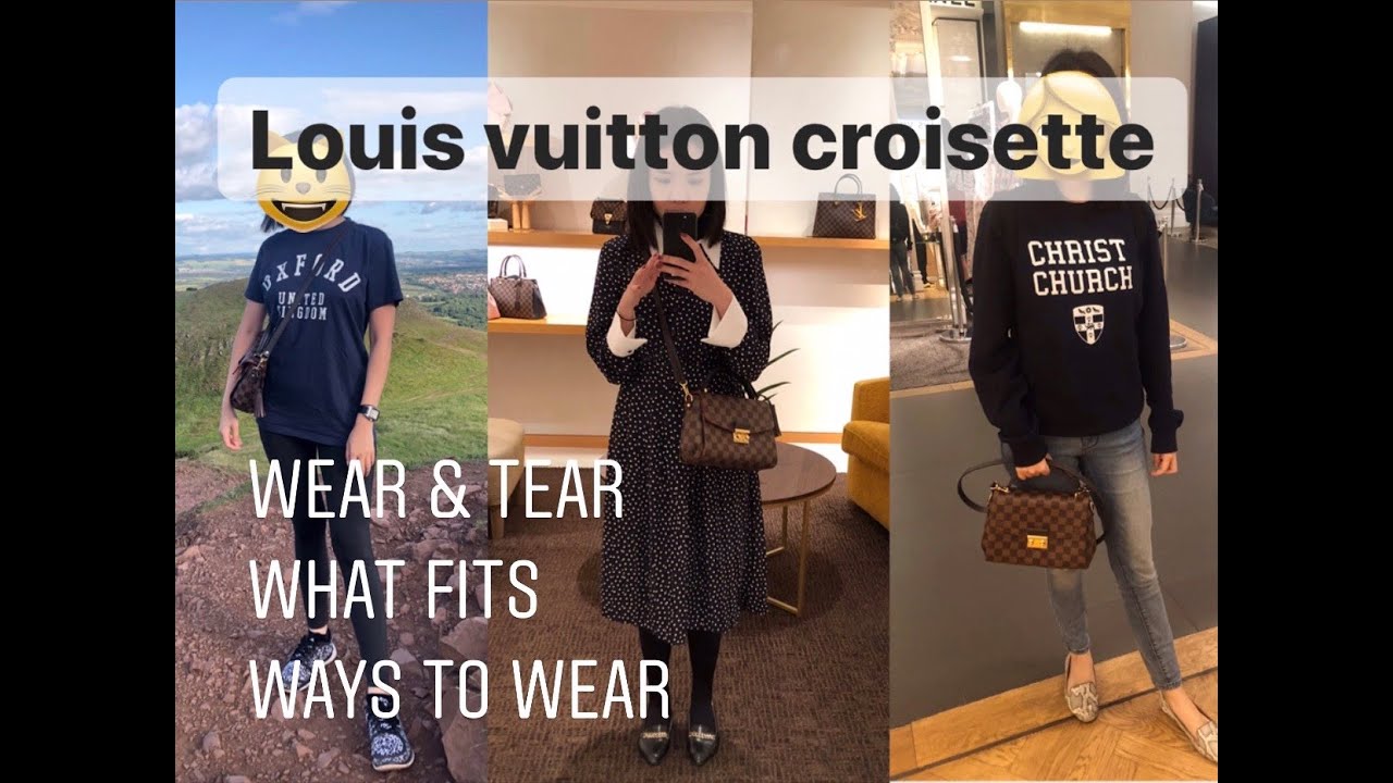 Louis Vuitton Croisette in Damier Ebene review, 1Y Wear & tear, What fits