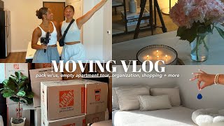 MOVING VLOG | a new chapter, pack w/us, empty apartment tour, shopping + organization, and more!