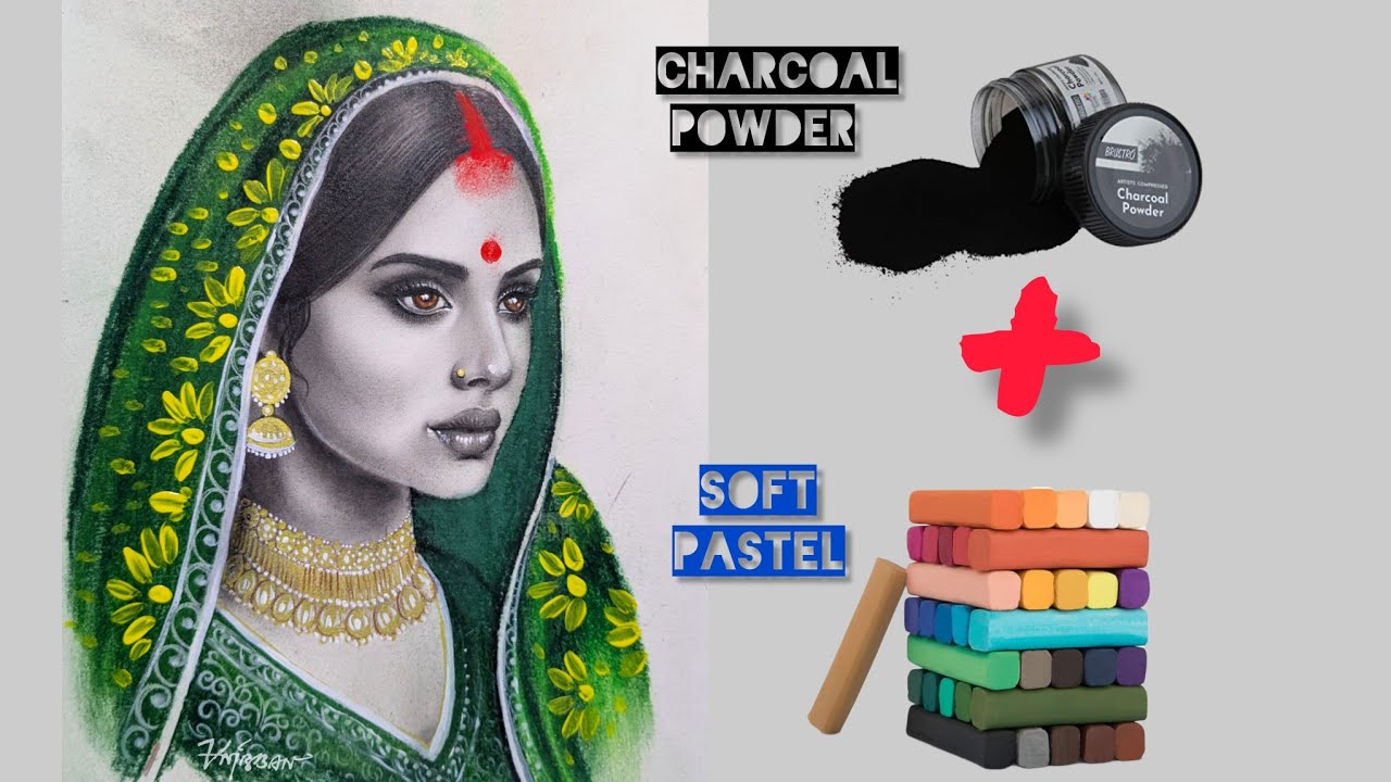How to use Charcoal Powder and Soft Pastel | Portrait Drawing Tutorial ...