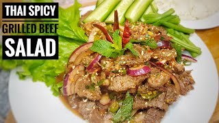 Spicy Thai Grilled Beef Salad Recipe - Nam Tok Neua | Thai Girl in the Kitchen