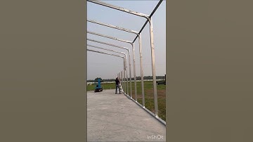 Building my shop by myself with my home made truck hoist. #construction #russ #metalwork #versatube