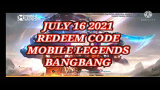 JULY 16 2021 REDEEM CODE FOR MOBILE LEGENDS BANGBANG