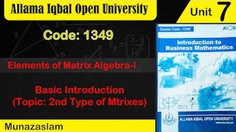 #Aiou#Code:1349 Chapter no#7 [ Elements Of Algebra _1] Lecture:2 ∆(Part#A)   #1349 lecture 58
