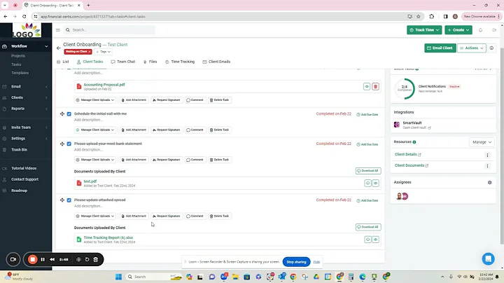 How to request and save client's information in Financial Cents With SmartVault