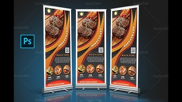 Design a professional Restaurant Roll Up Banner In - photoshop tutorial
