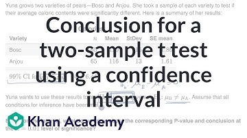 Conclusion for a two-sample t test using a confidence interval | AP Statistics | Khan Academy
