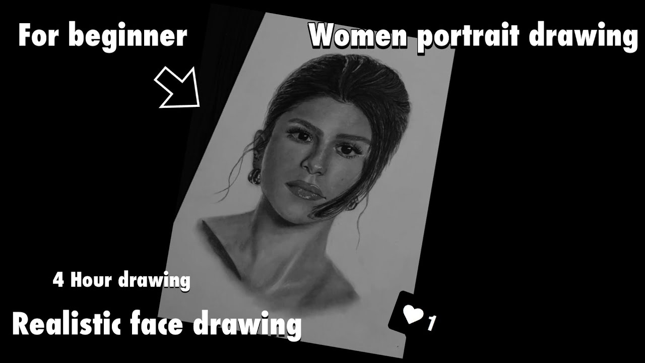 Portrait drawing tutorial for beginners 🔥| how to draw women face .