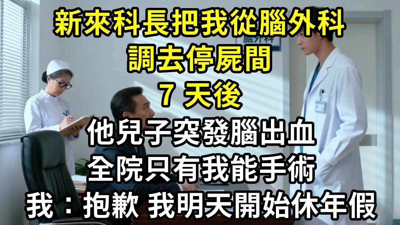 新來科長把我從腦外科調去停屍間，7 天後他兒子突發腦出血，全院只有我能手術，我：抱歉，我明天開始休年假#高田小說社