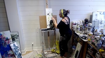 Painting two 24x8 abstract paintings - Abstract Artist - Lori Mirabelli