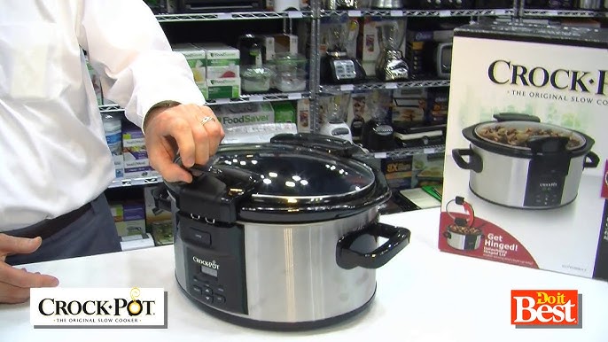 Crockpot 4.5-Quart Lift & Serve Hinged Lid Slow Cooker One-Touch Control  Black