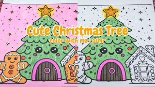 How to Color a Cute Christmas Tree Coloring Pages| Color with me for Holiday | Marker Tutorial!