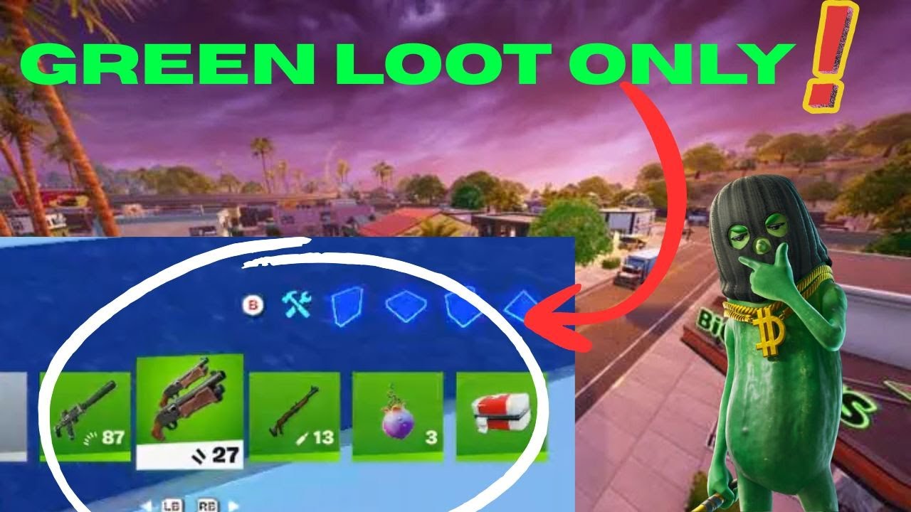 Я победил, используя только зелёный лут в Fortnite Reload😲!!!